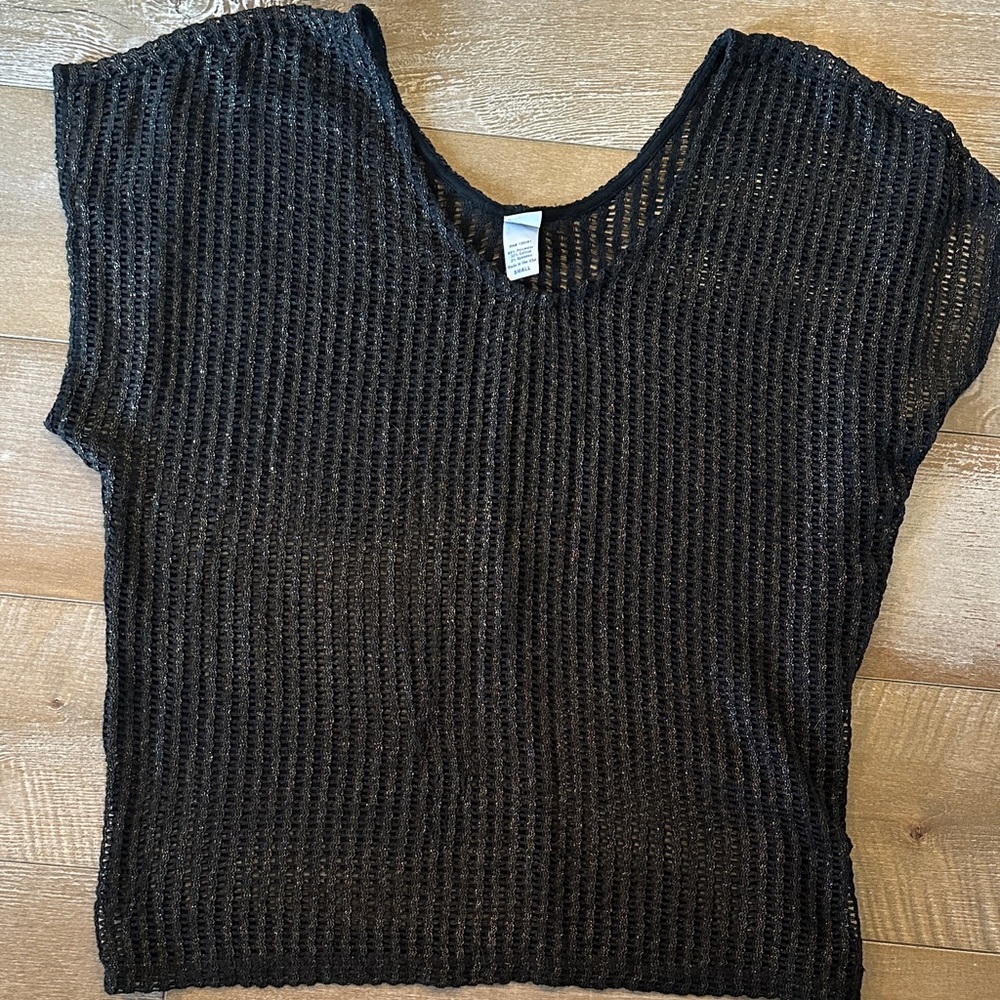 L*Space Black gold metallic Knit Swim Coverup